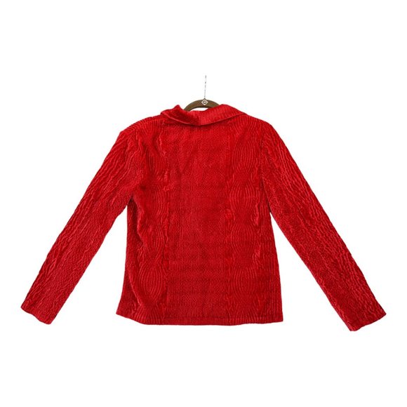 Sara Isabella Cocktail Blazer Women Small Red Crushed Velvet‎ Cardigan - Picture 2 of 7
